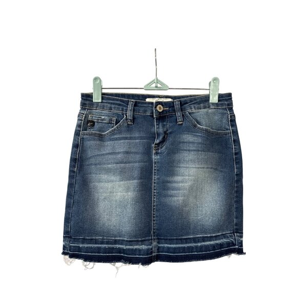 KanCan Los Angeles Womens Distressed Denim Mini Skirt With Frayed Hem Size 24 - Picture 1 of 4